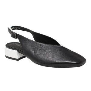 Django and Juliette Black and White Square Toe Slingback Women's Shoe